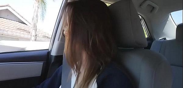  Stepsister Charity Crawford giving her stepbro a head inside the car until her boyfriend caught her